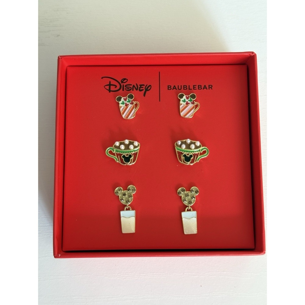 New DISNEY BAUBLEBAR 3 MICKEY MOUSE CHRISTMAS DRINKS Coffee Hot Cocoa Cookies